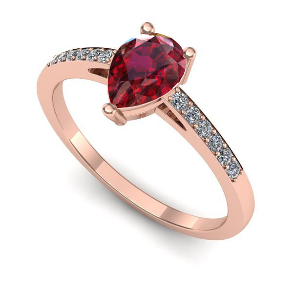 Inel de logodna din aur roz cu rubin