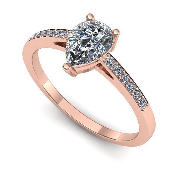 Inel din aur roz cu diamant de laborator