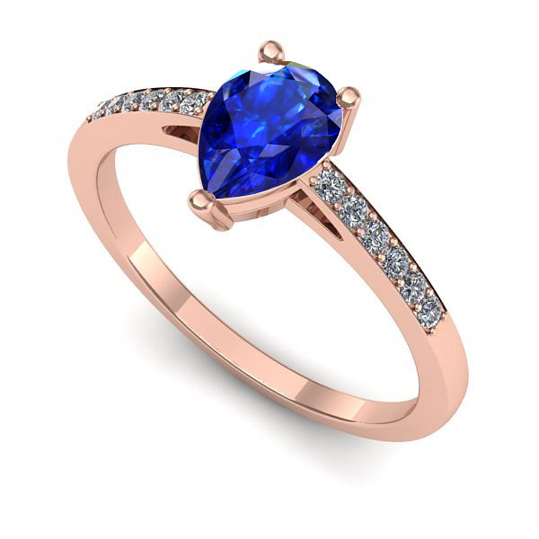 Inel logodna din aur roz cu safir