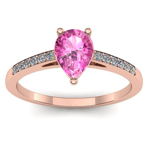 Inel logodna cu safir roz lacrima