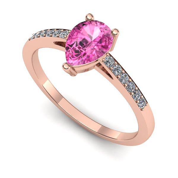 Inel din aur roz cu safir roz