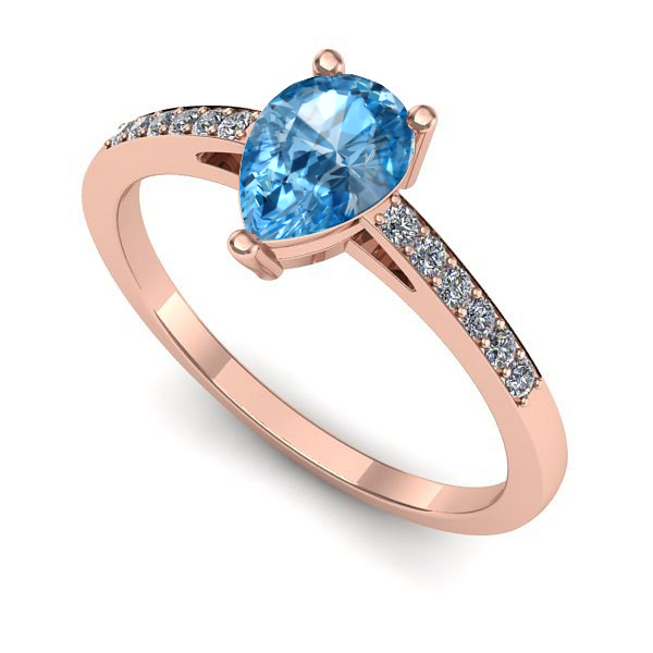 Inel din aur roz cu topaz blue