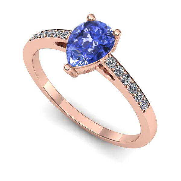 Inel de logodna din aur roz cu tanzanit