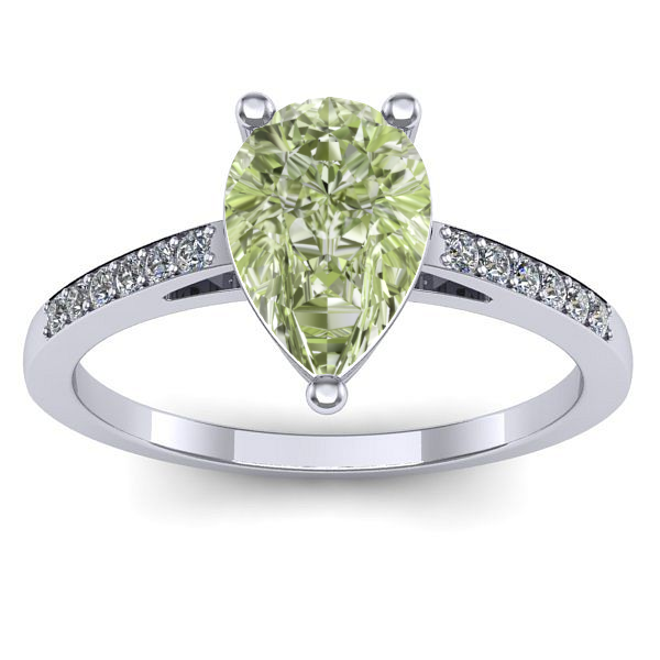 Inel de logodna cu diamant de laborator verde lacrima
