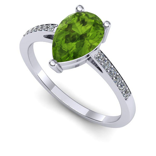 Inel logodna din aur alb cu peridot