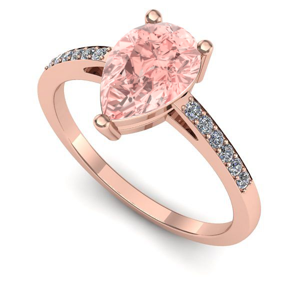 Inel logodna din aur roz cu diamant de laborator roz