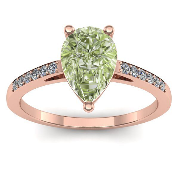 Inel de logodna cu diamant de laborator verde lacrima