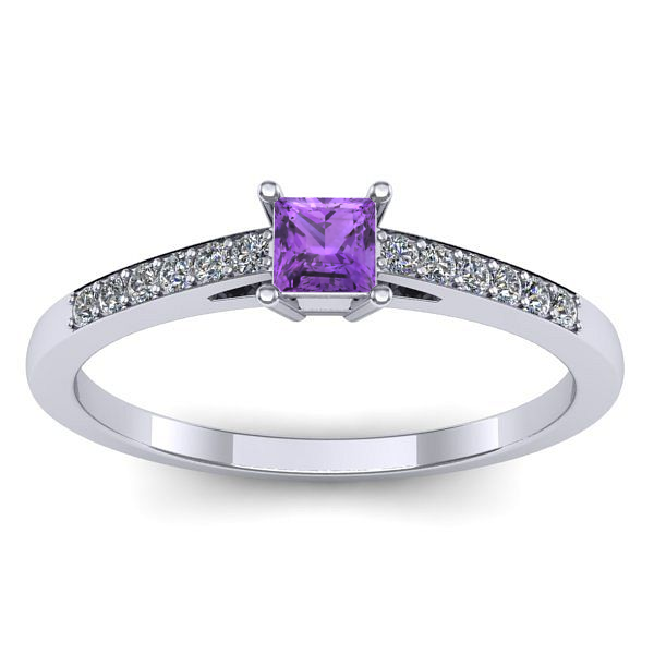 Inel de logodna cu ametist patrat