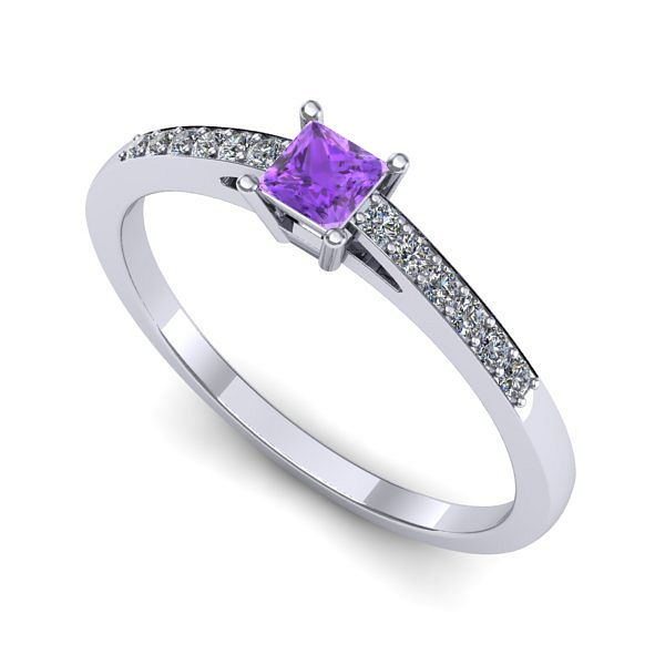 Inel din aur alb cu ametist