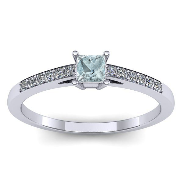 Inel logodna cu aquamarin patrat
