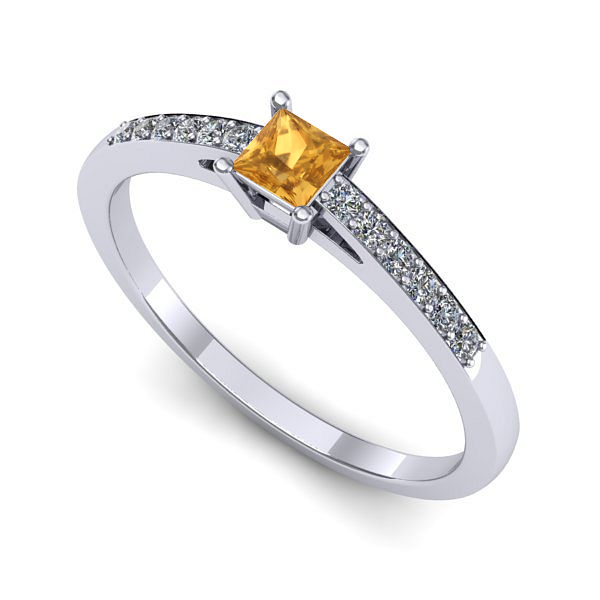 Inel din aur alb cu citrin