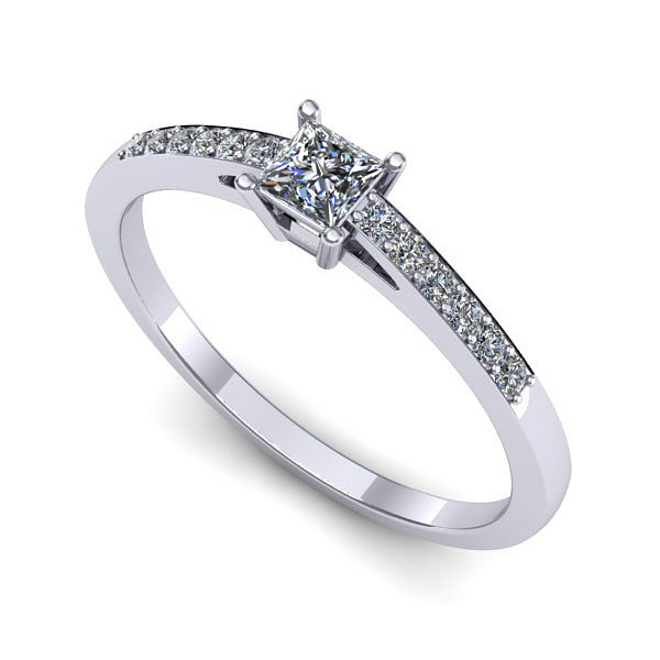 Inel logodna din aur alb cu diamant