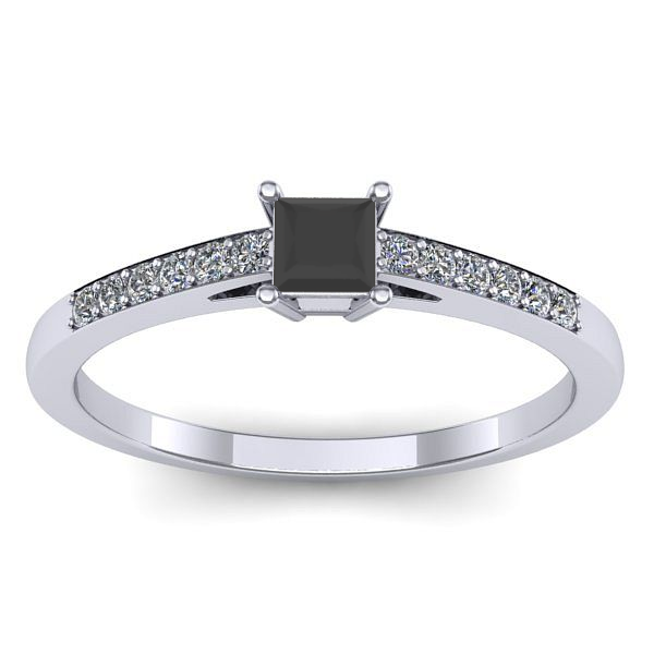Inel cu diamant negru patrat