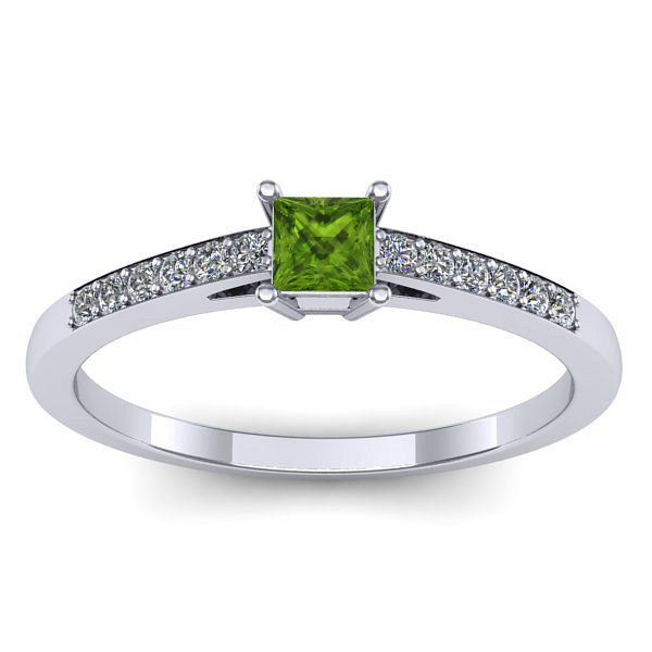 Inel logodna cu peridot patrat