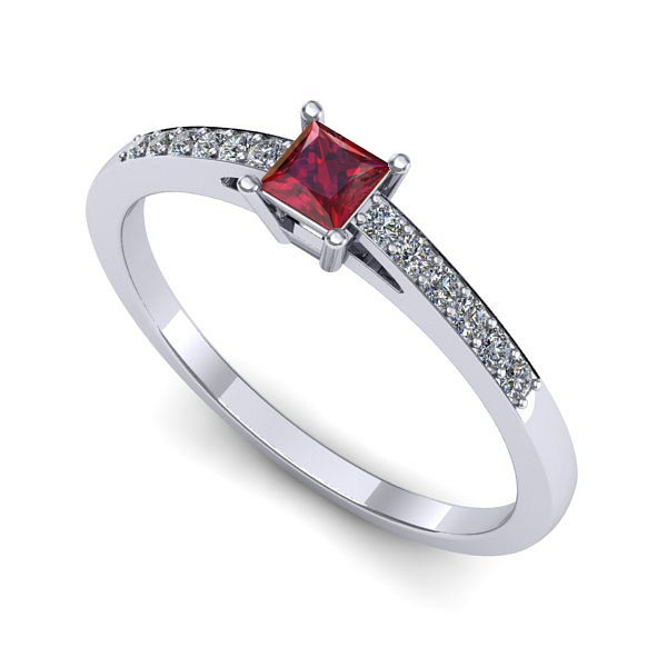 Inel din aur alb cu rubin