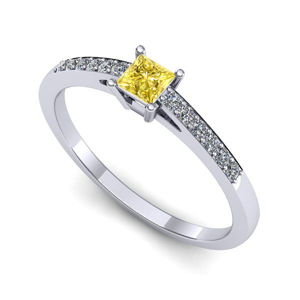 Inel din aur alb cu safir galben