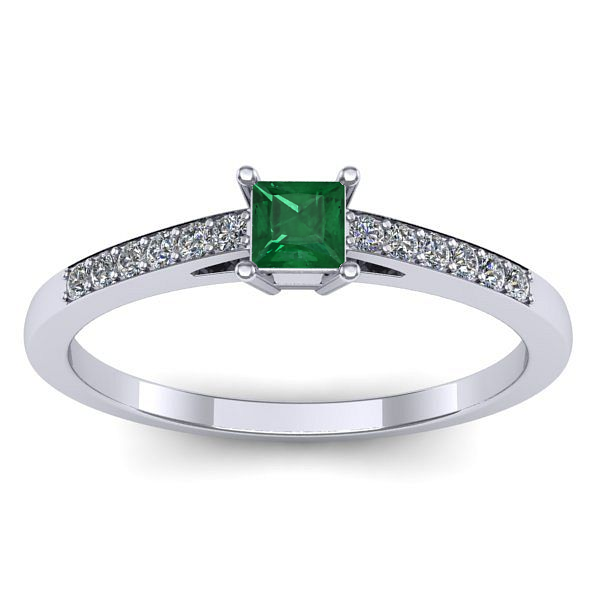 Inel logodna cu smarald patrat