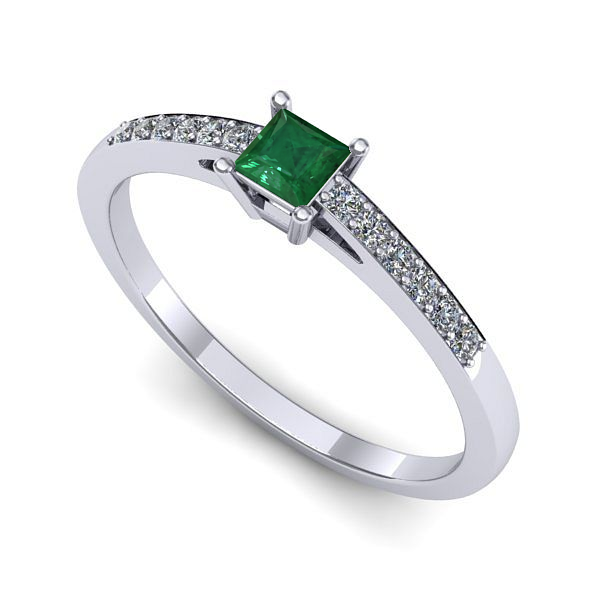 Inel din aur alb cu smarald