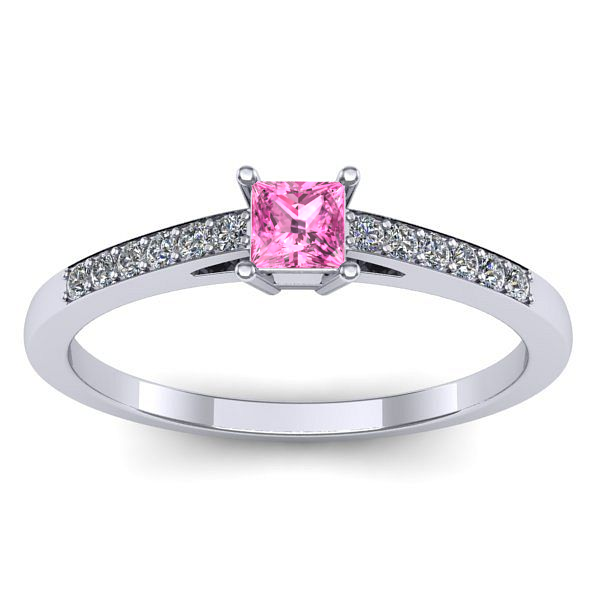 Inel cu safir roz patrat