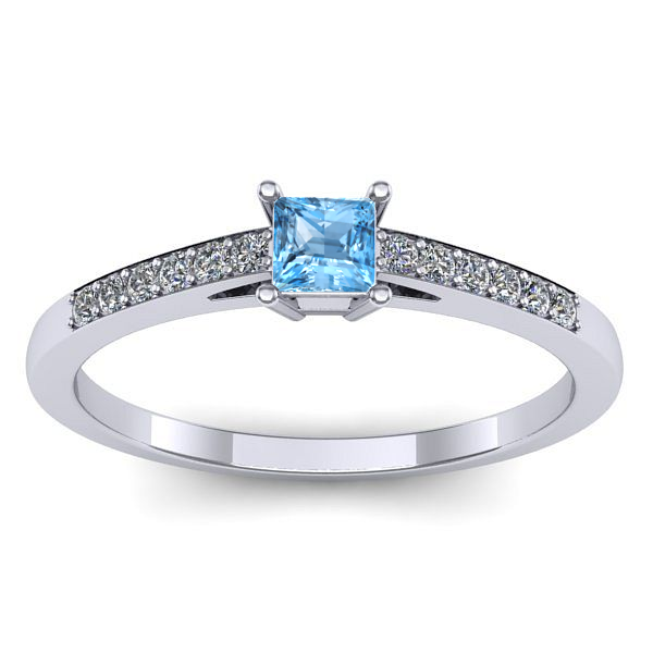 Inel de logodna cu topaz blue patrat