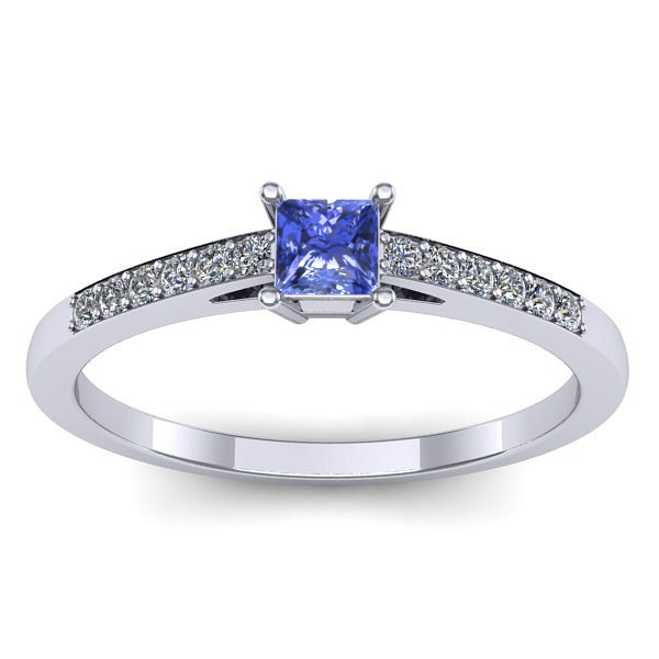 Inel cu tanzanit patrat