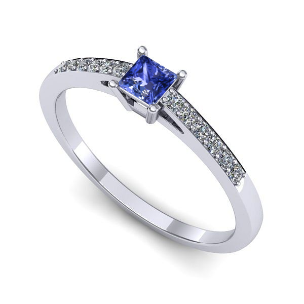 Inel din aur alb cu tanzanit