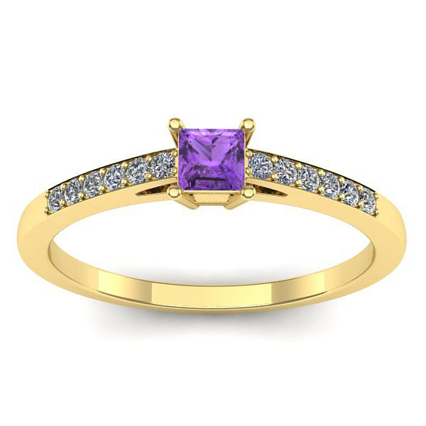 Inel logodna cu ametist patrat