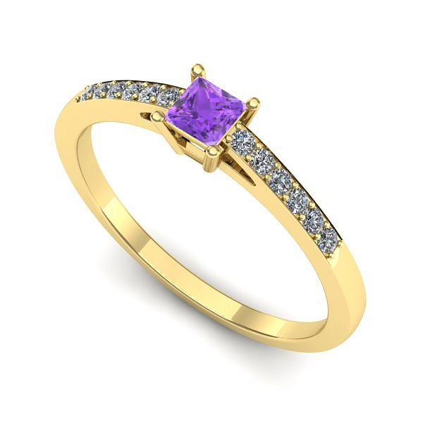 Inel de logodna din aur galben cu ametist