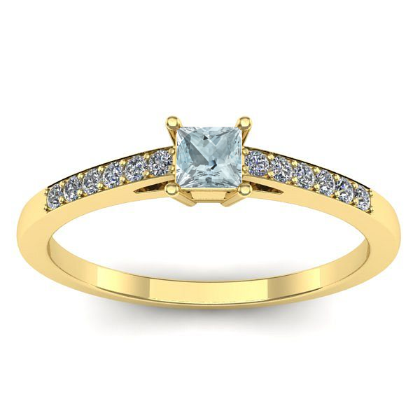 Inel de logodna cu aquamarin patrat