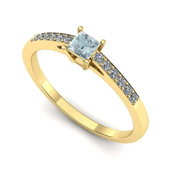 Inel de logodna din aur galben cu aquamarin