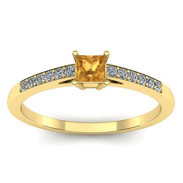 Inel logodna cu citrin patrat