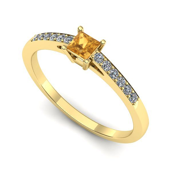 Inel din aur galben cu citrin