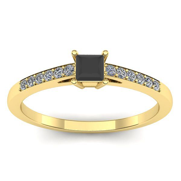 Inel cu diamant negru patrat