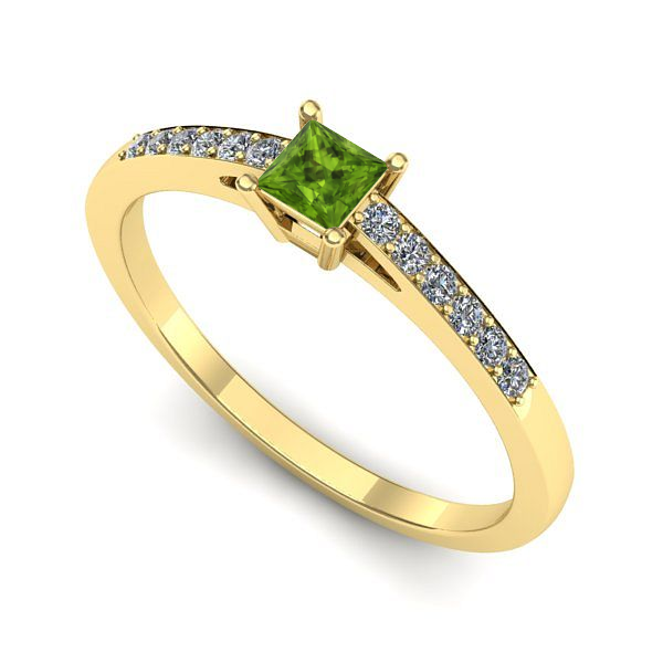 Inel de logodna din aur galben cu peridot