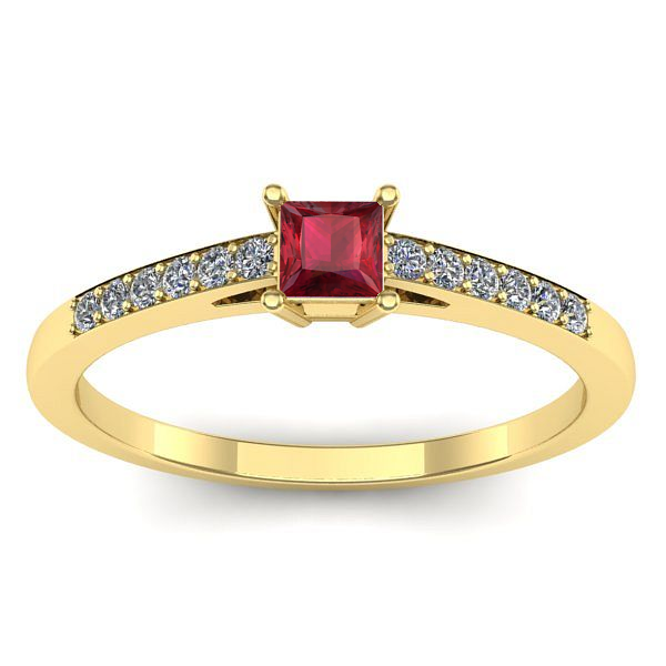 Inel logodna cu rubin patrat