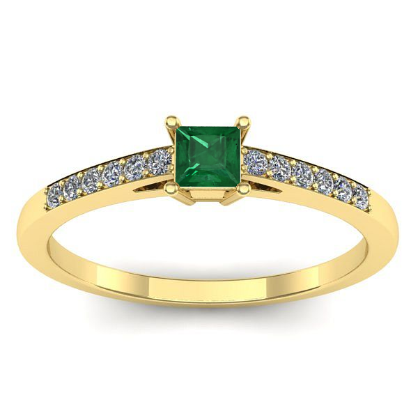 Inel de logodna cu smarald patrat