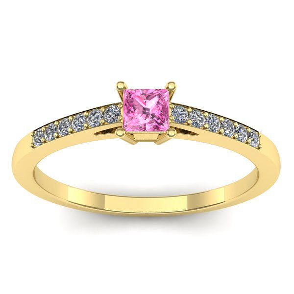 Inel de logodna cu safir roz patrat