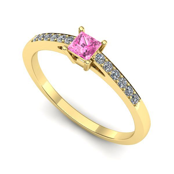 Inel din aur galben cu safir roz