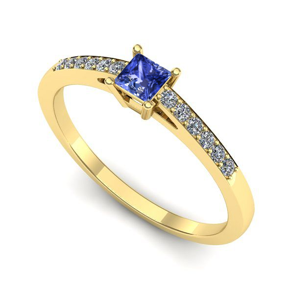 Inel de logodna din aur galben cu tanzanit