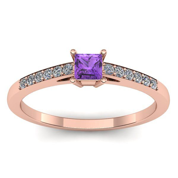 Inel de logodna cu ametist patrat