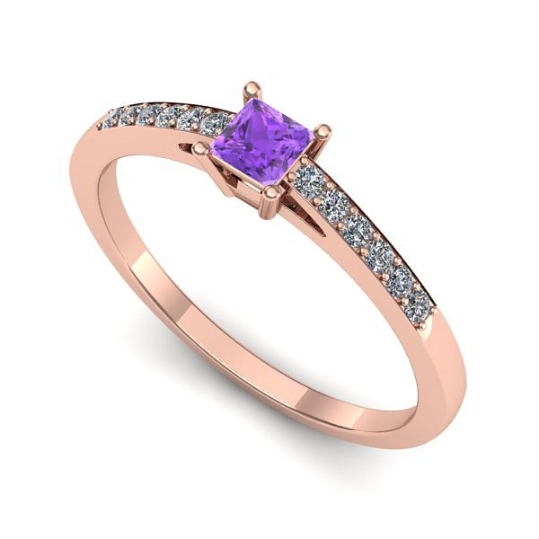 Inel din aur roz cu ametist