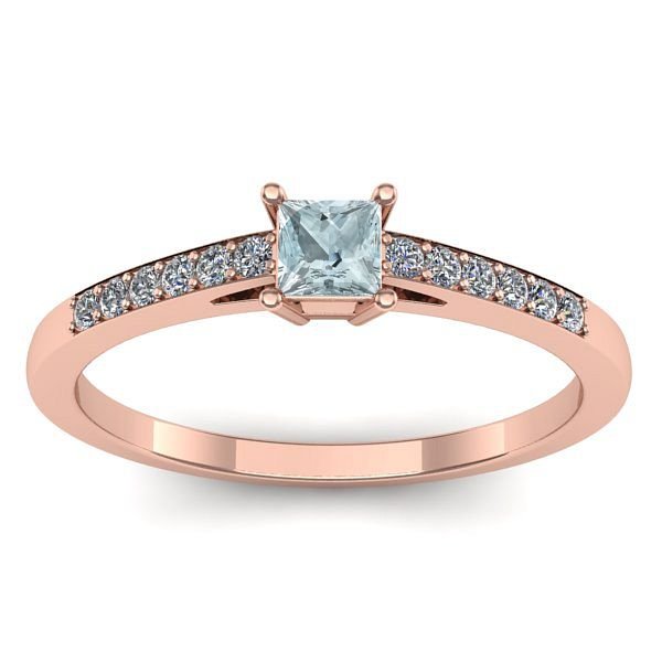 Inel logodna cu aquamarin patrat