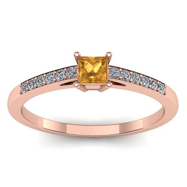 Inel logodna cu citrin patrat