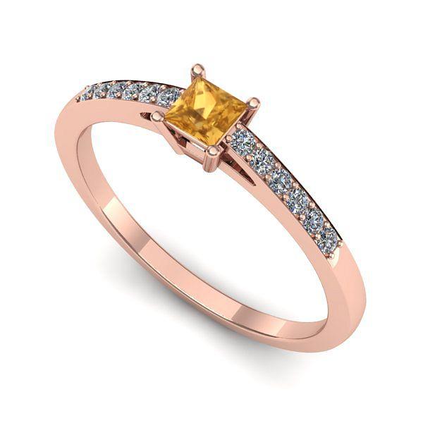 Inel logodna din aur roz cu citrin