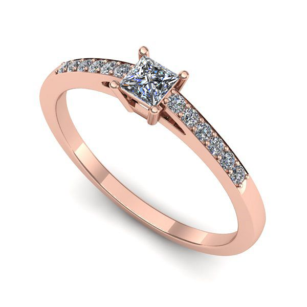 Inel logodna din aur roz cu diamant