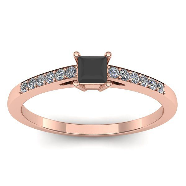 Inel cu diamant negru patrat