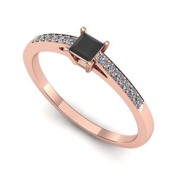 Inel din aur roz cu diamant negru