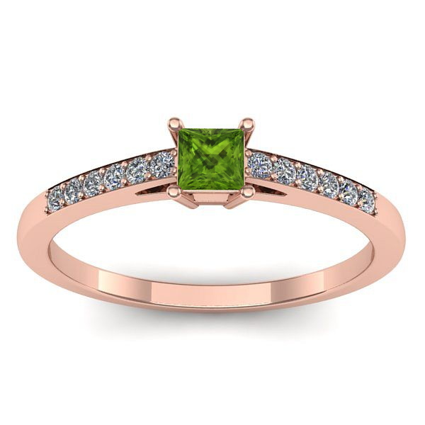 Inel logodna cu peridot patrat