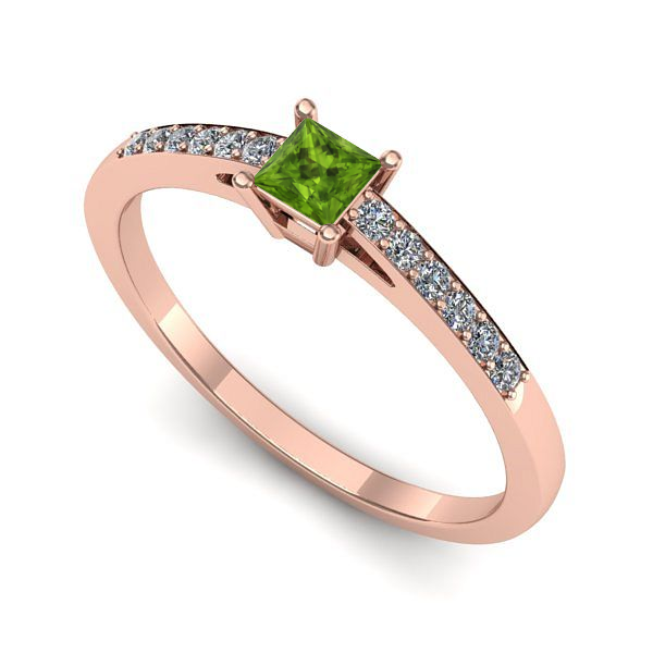 Inel din aur roz cu peridot