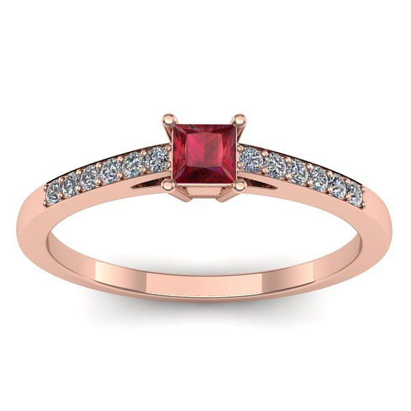 Inel logodna cu rubin patrat